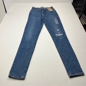 Levi's 721 High Rise‎ Skinny Womens Size 00 24 x 30 Blue Denim Jean Pockets NEW